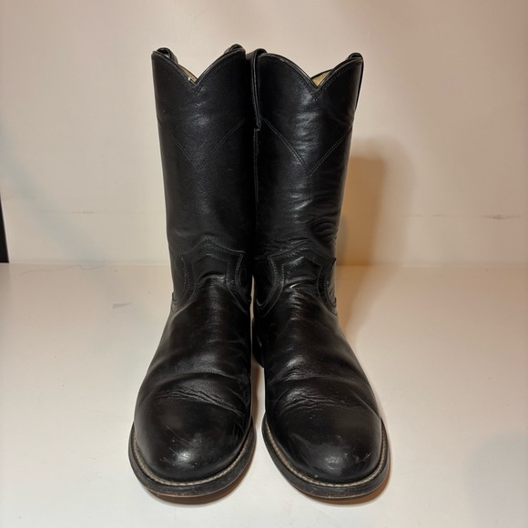 Justin Boots Cora Round Toe Cowboy Women Black Boots Sz 6.5 C Made USA L3703 - Picture 6 of 11
